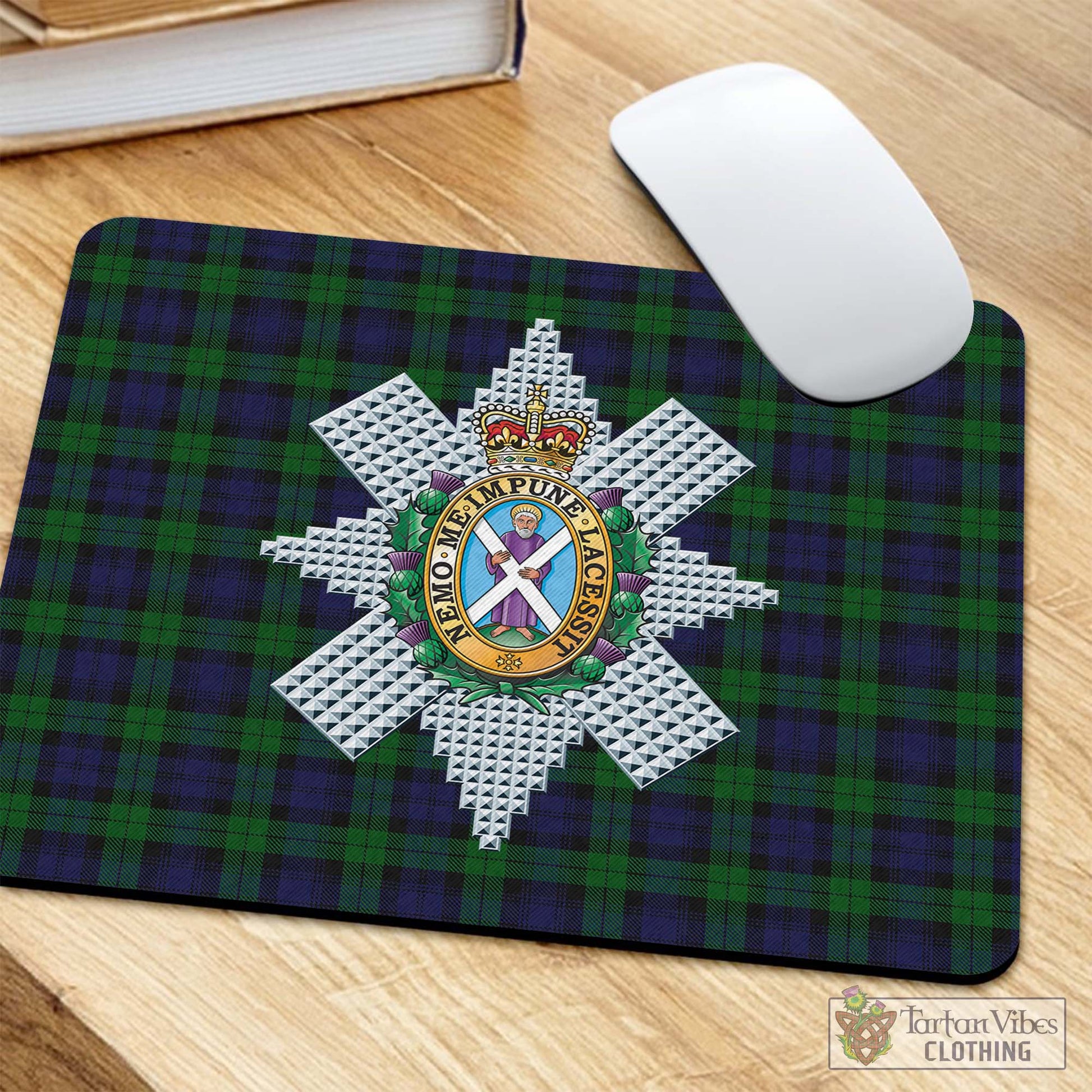 Tartan Vibes Clothing Black Watch Tartan Mouse Pad with Family Crest