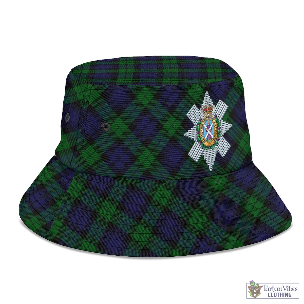 Tartan Vibes Clothing Black Watch Tartan Bucket Hat with Family Crest