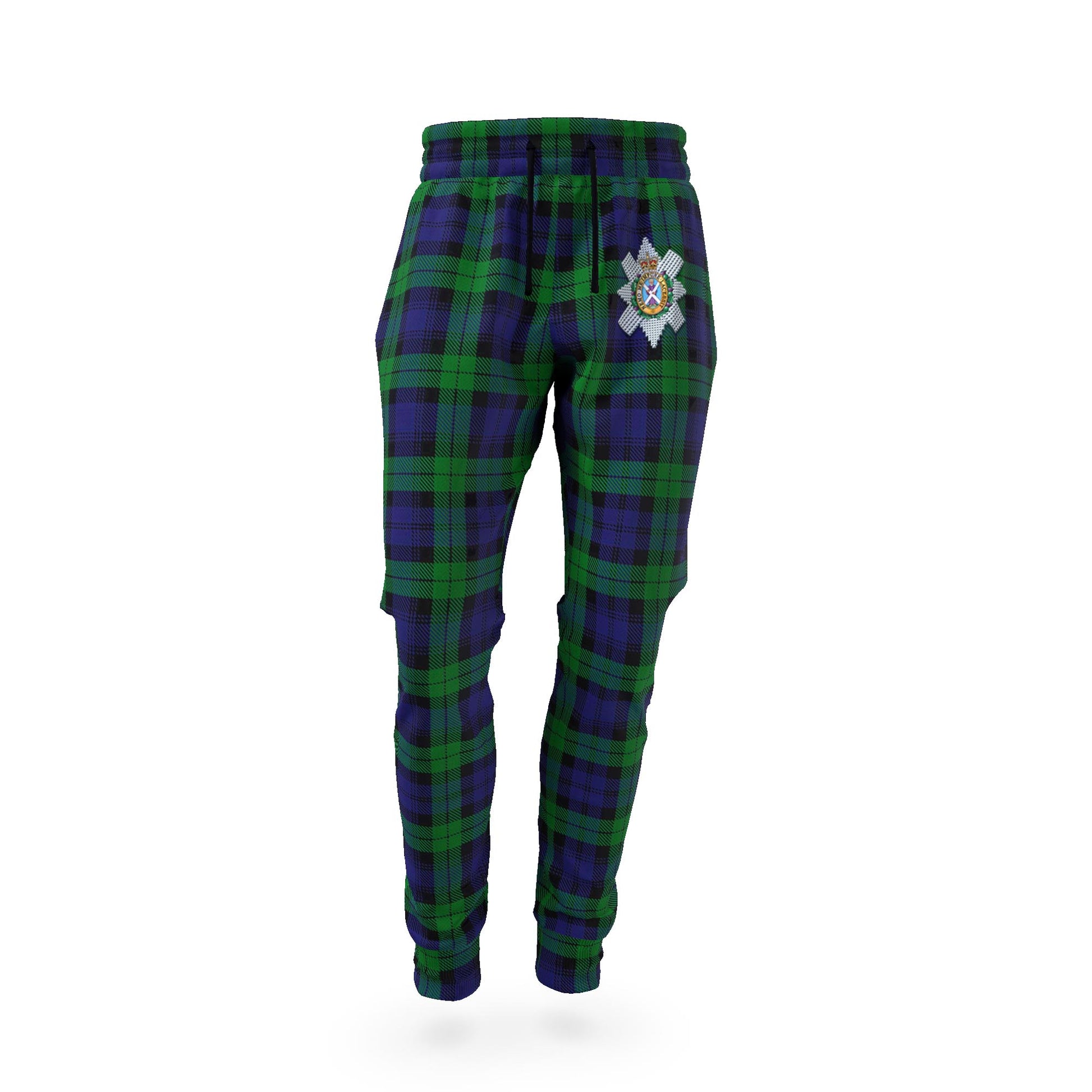 Black Watch Tartan Joggers Pants with Family Crest - Tartan Vibes Clothing