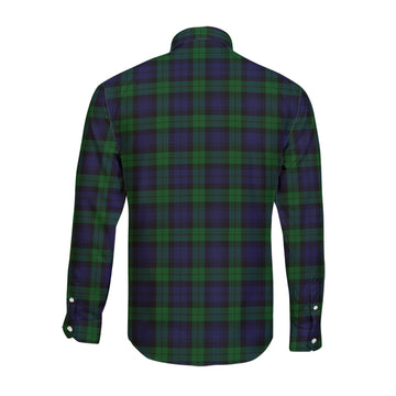 Black Watch Tartan Long Sleeve Button Up Shirt with Family Crest