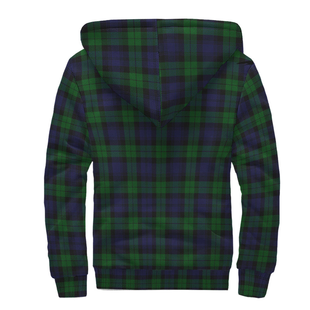 Black Watch Tartan Sherpa Hoodie with Family Crest - Tartanvibesclothing