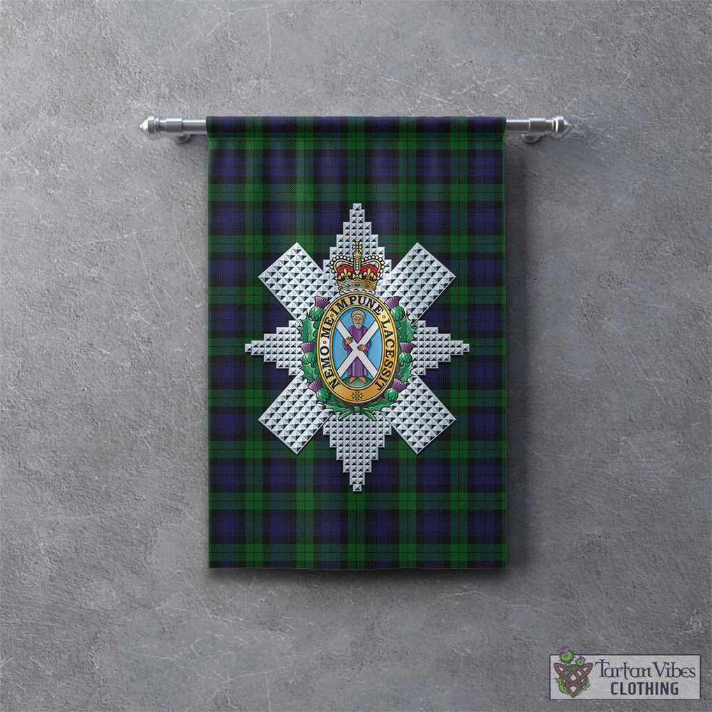 Tartan Vibes Clothing Black Watch Tartan Gonfalon, Tartan Banner with Family Crest