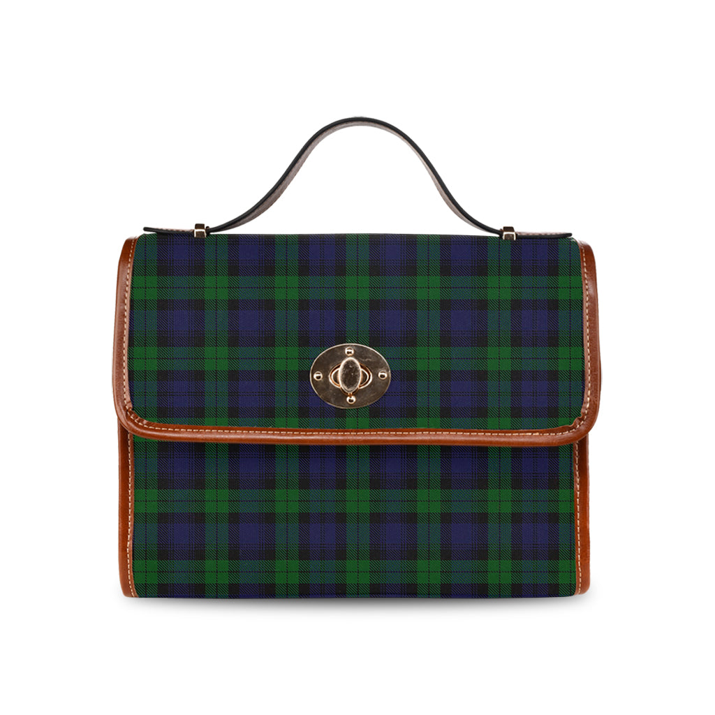 Black Watch Tartan Leather Strap Waterproof Canvas Bag - Tartanvibesclothing