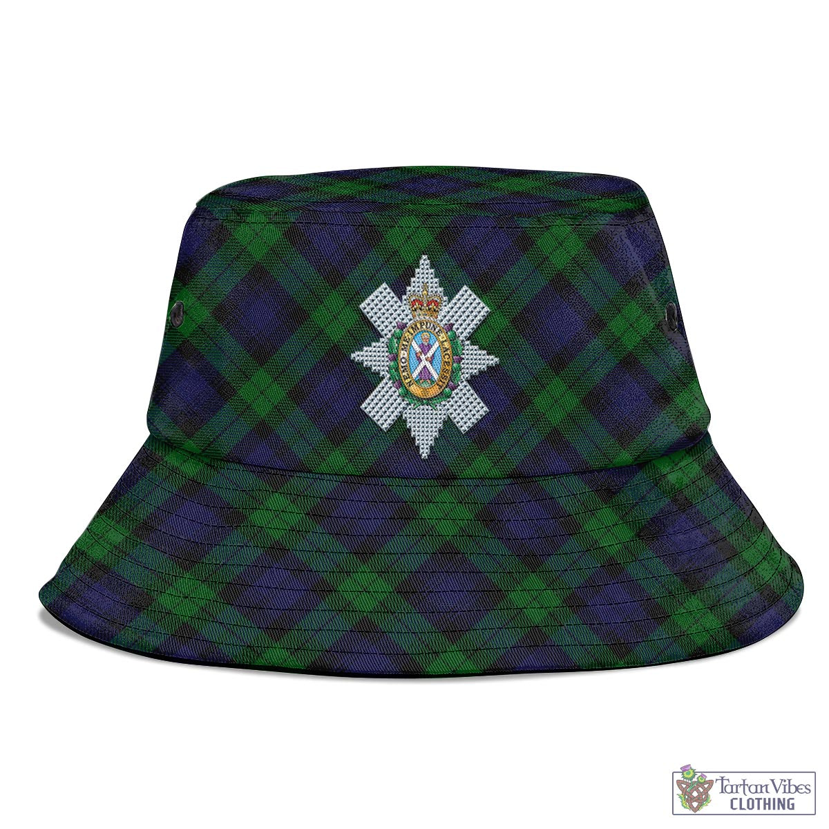 Tartan Vibes Clothing Black Watch Tartan Bucket Hat with Family Crest