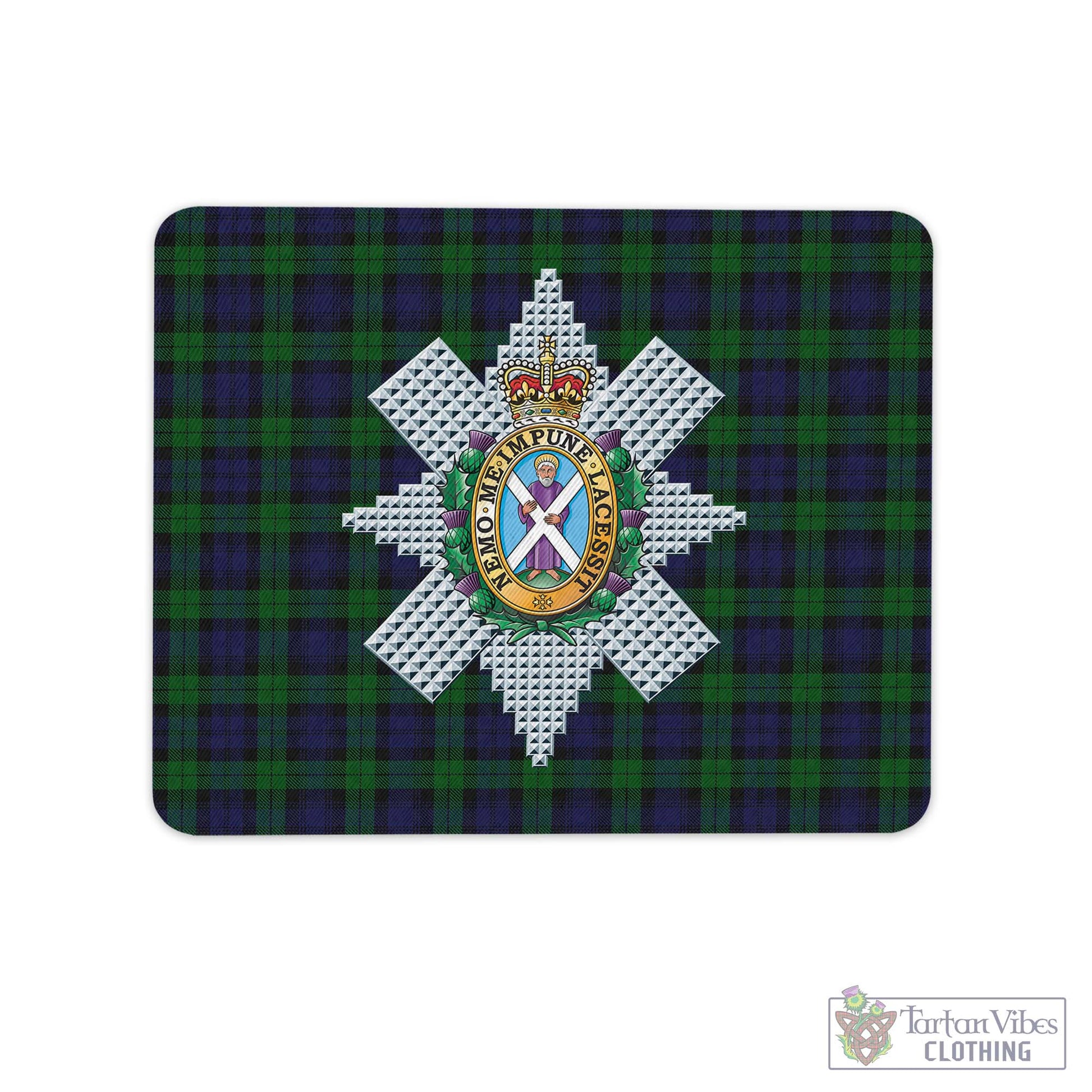 Tartan Vibes Clothing Black Watch Tartan Mouse Pad with Family Crest