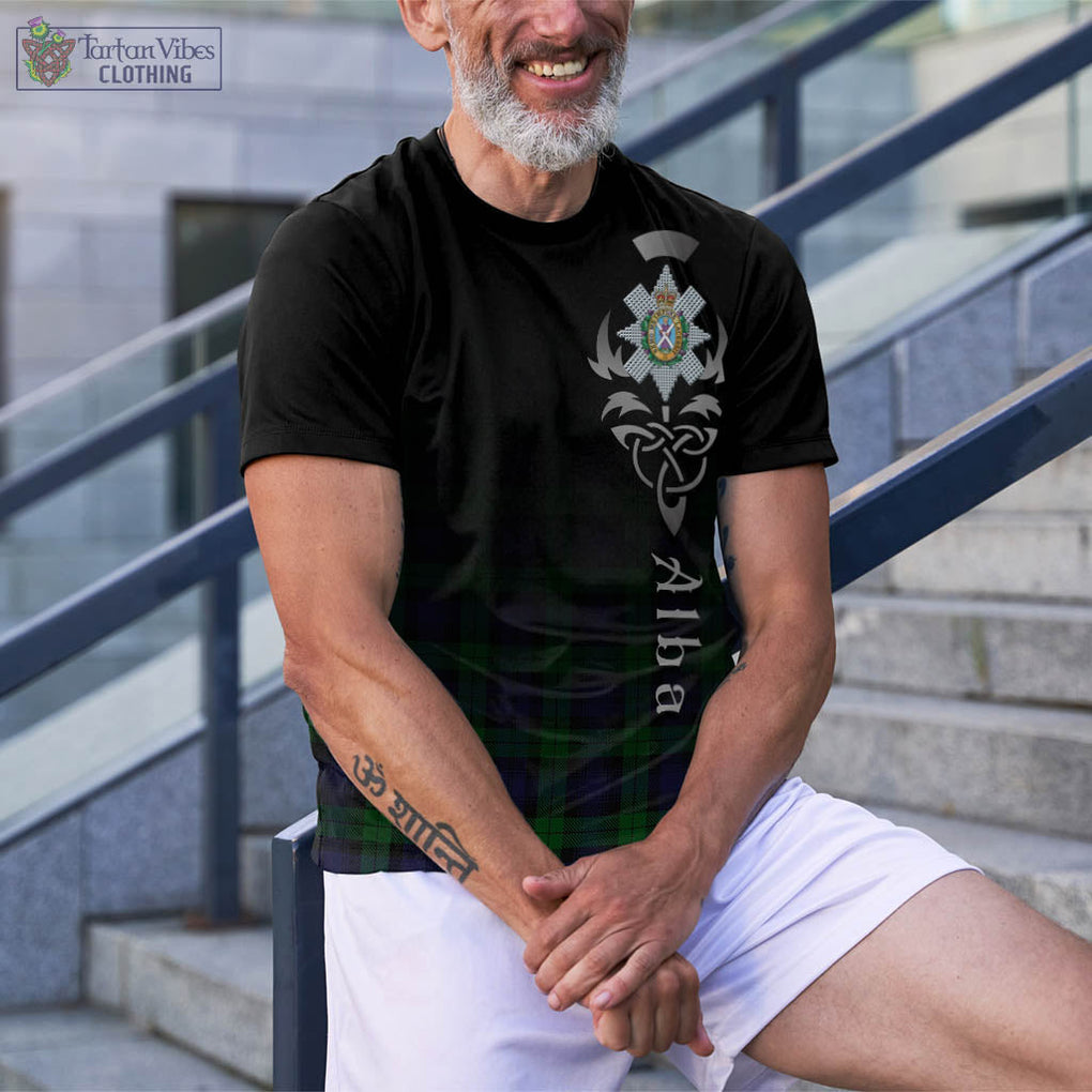 Tartan Vibes Clothing Black Watch Tartan T-Shirt Featuring Alba Gu Brath Family Crest Celtic Inspired