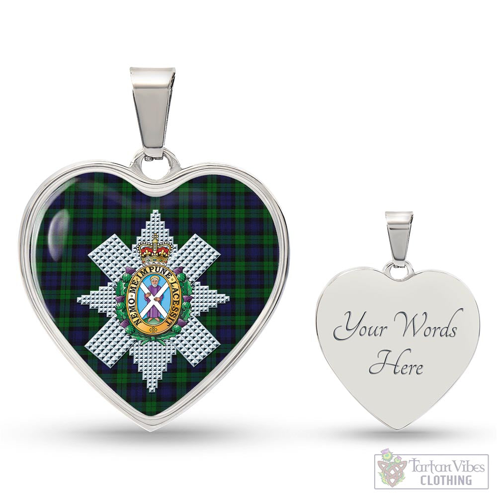 Tartan Vibes Clothing Black Watch Tartan Heart Necklace with Family Crest