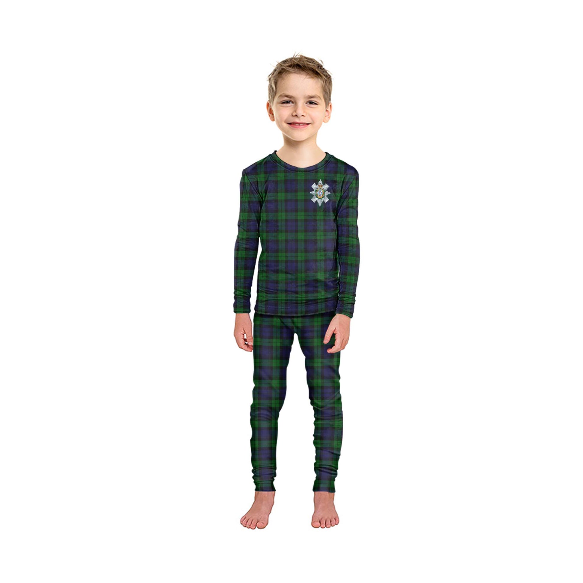 Black Watch Tartan Pajamas Family Set with Family Crest - Tartan Vibes Clothing