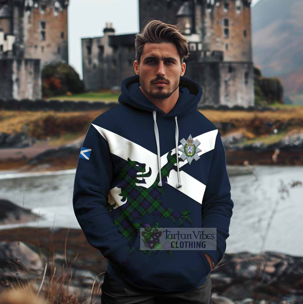 Tartan Vibes Clothing Black Watch Tartan Lion Rampant Cotton Hoodie Proudly Display Your Heritage with Alba Gu Brath and Clan Name