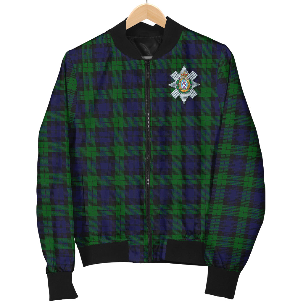 Black Watch Tartan Bomber Jacket with Family Crest - Tartanvibesclothing