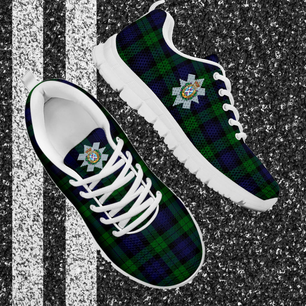 Black Watch Tartan Sneakers with Family Crest - Tartan Vibes Clothing