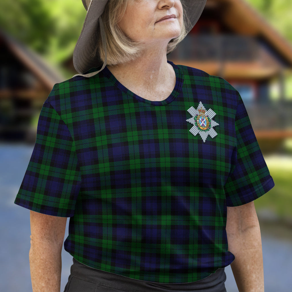 Black Watch Tartan T-Shirt with Family Crest - Tartan Vibes Clothing