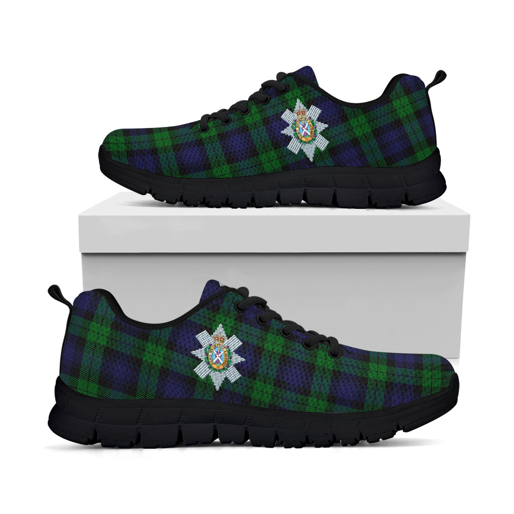 Black Watch Tartan Sneakers with Family Crest - Tartan Vibes Clothing