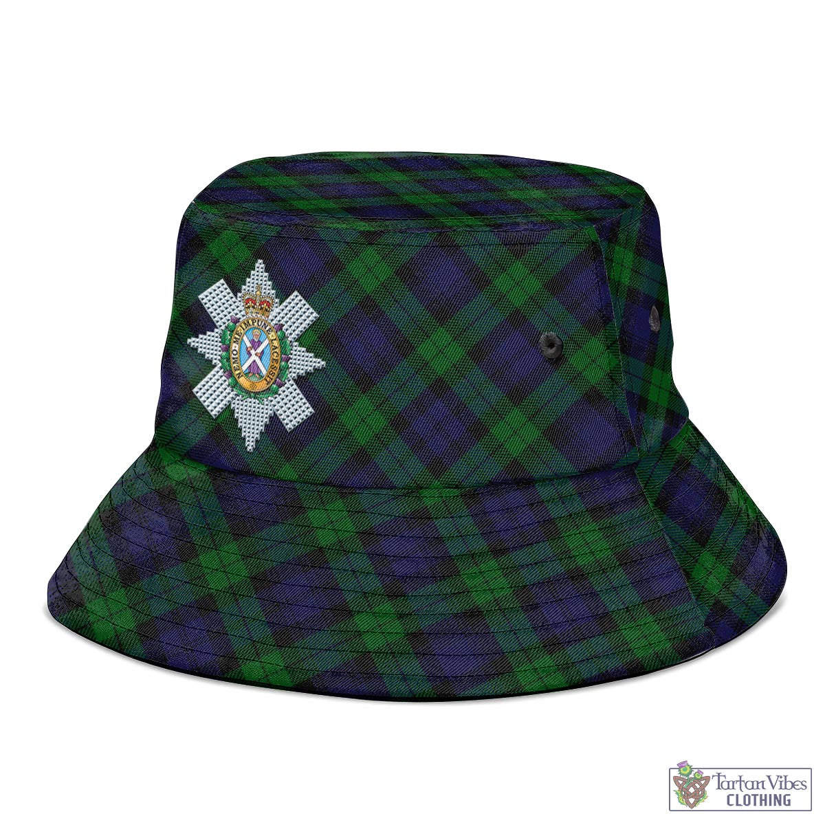 Tartan Vibes Clothing Black Watch Tartan Bucket Hat with Family Crest