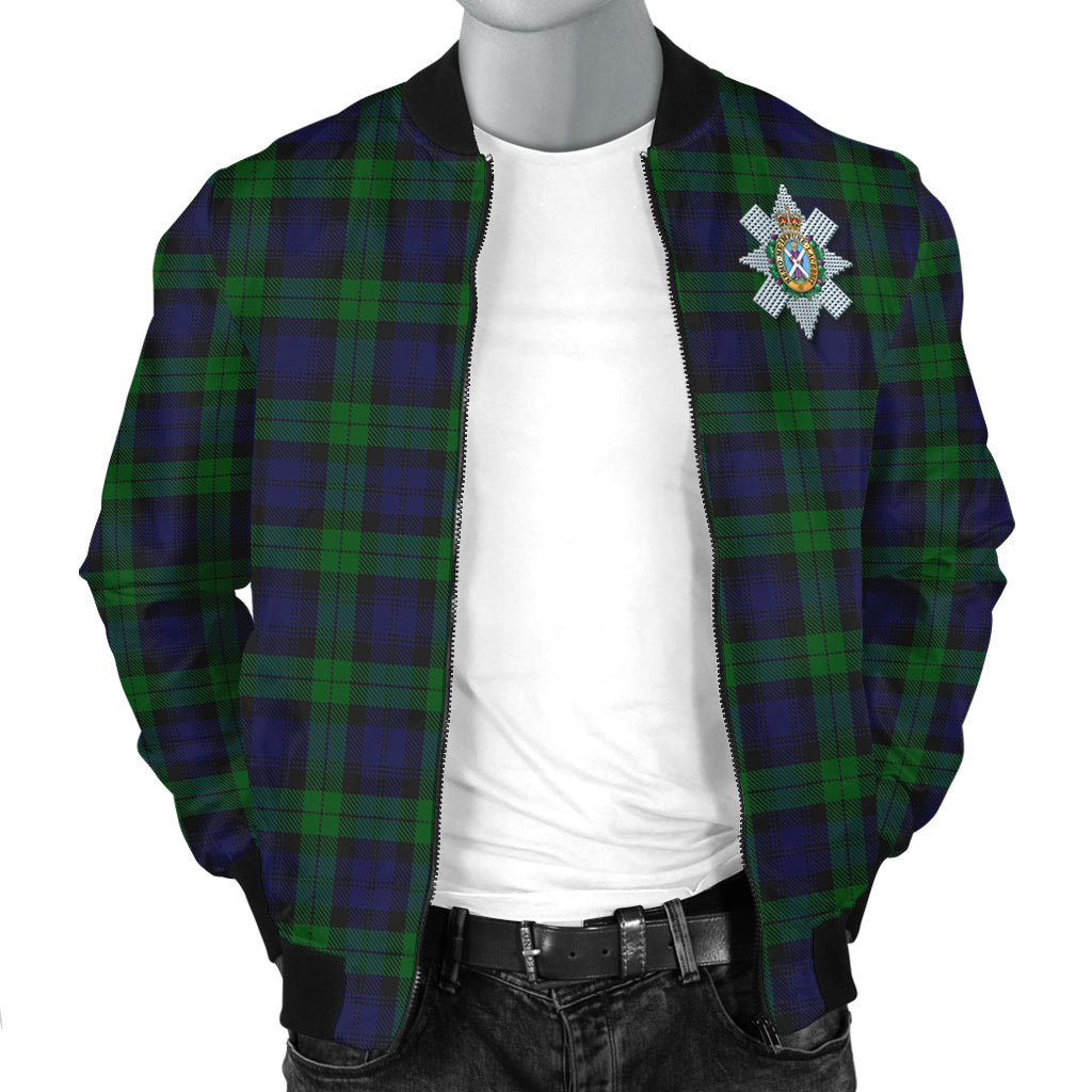 Black Watch Tartan Bomber Jacket with Family Crest - Tartanvibesclothing