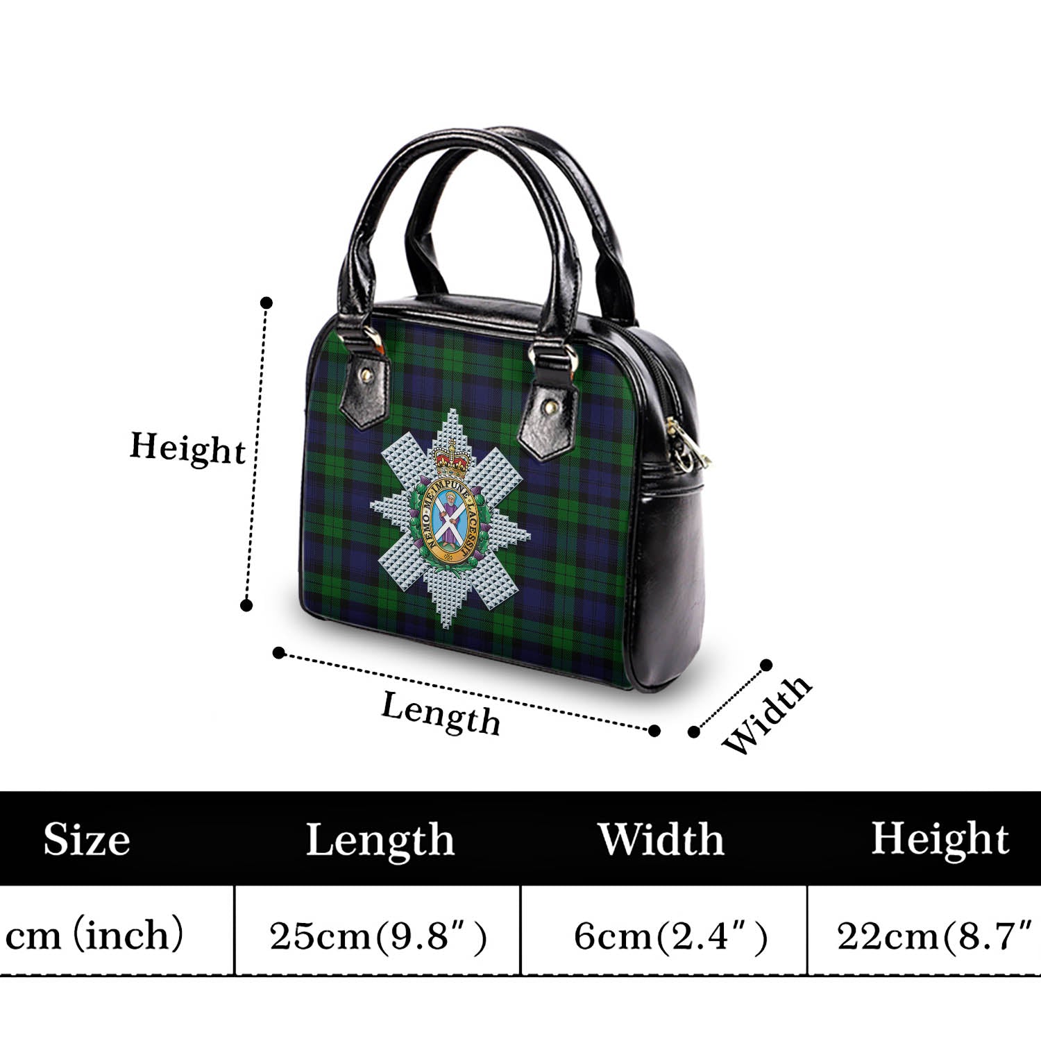 Black Watch Tartan Shoulder Handbags with Family Crest - Tartanvibesclothing