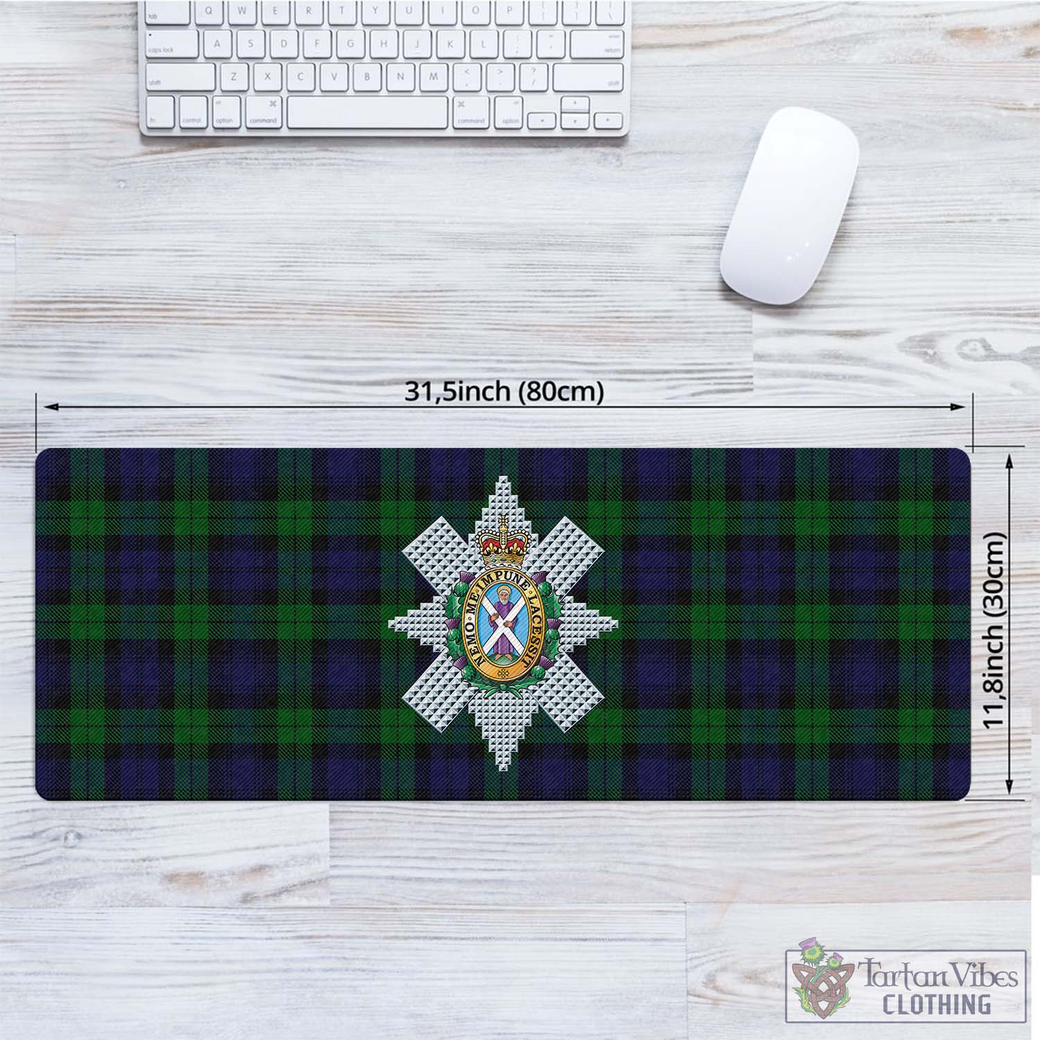 Tartan Vibes Clothing Black Watch Tartan Mouse Pad with Family Crest