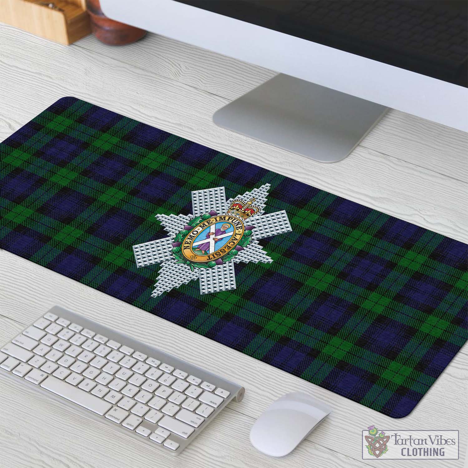 Tartan Vibes Clothing Black Watch Tartan Mouse Pad with Family Crest