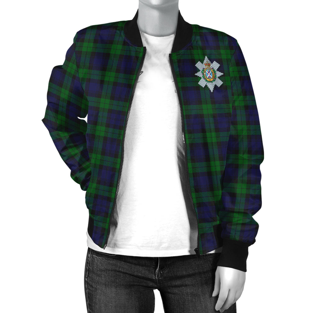 Black Watch Tartan Bomber Jacket with Family Crest - Tartanvibesclothing