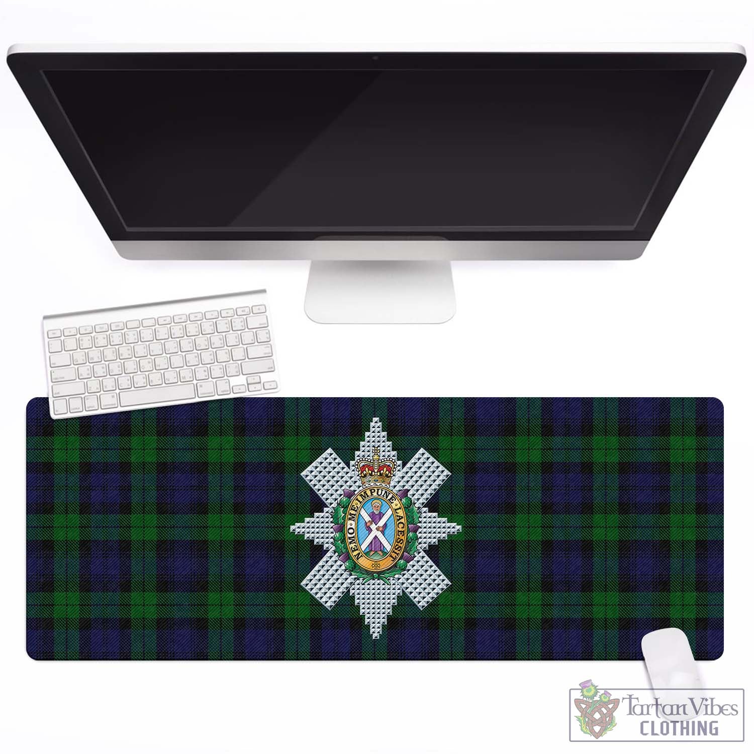 Tartan Vibes Clothing Black Watch Tartan Mouse Pad with Family Crest