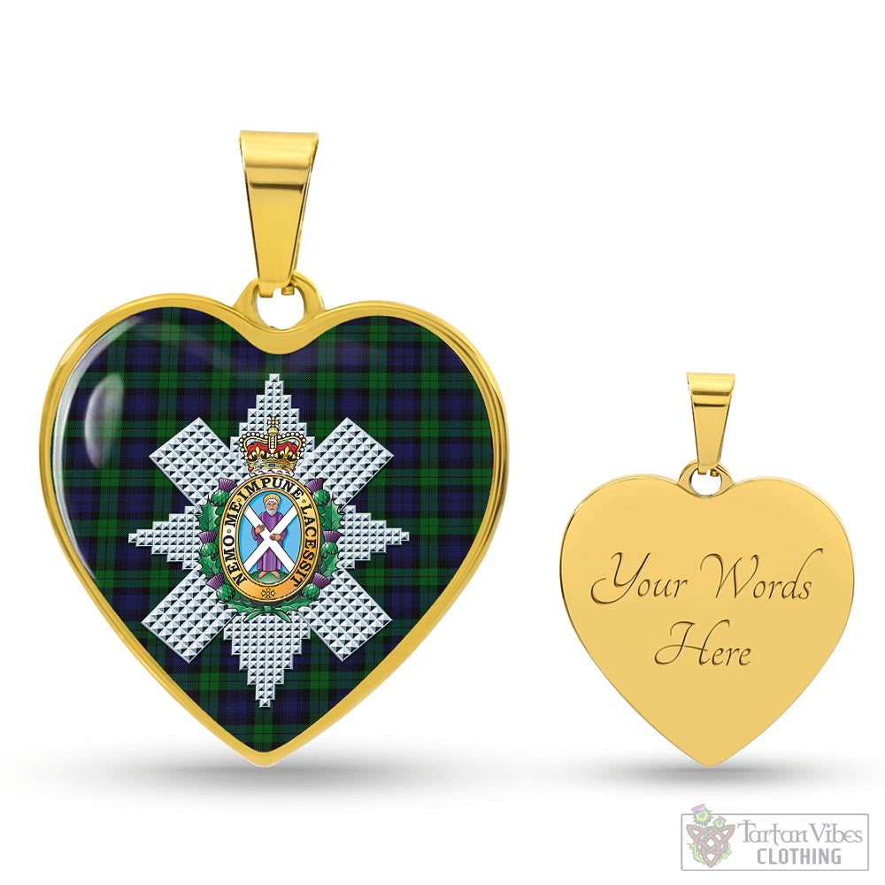 Tartan Vibes Clothing Black Watch Tartan Heart Necklace with Family Crest