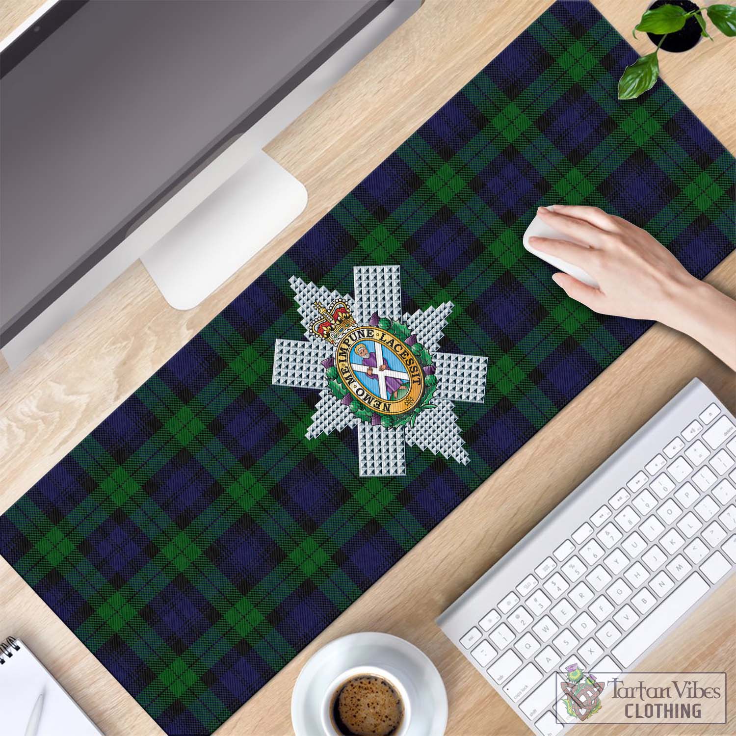 Tartan Vibes Clothing Black Watch Tartan Mouse Pad with Family Crest