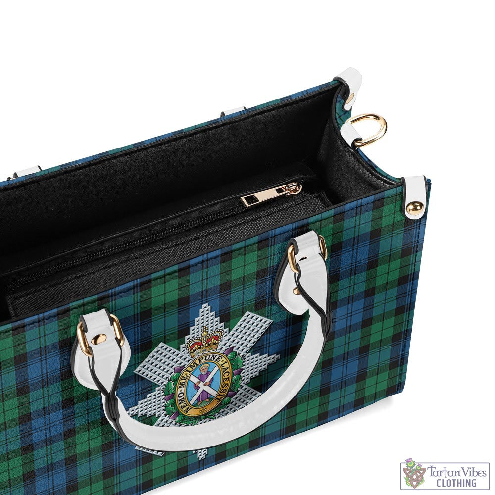 Tartan Vibes Clothing Black Watch Ancient Tartan Luxury Leather Handbags with Family Crest