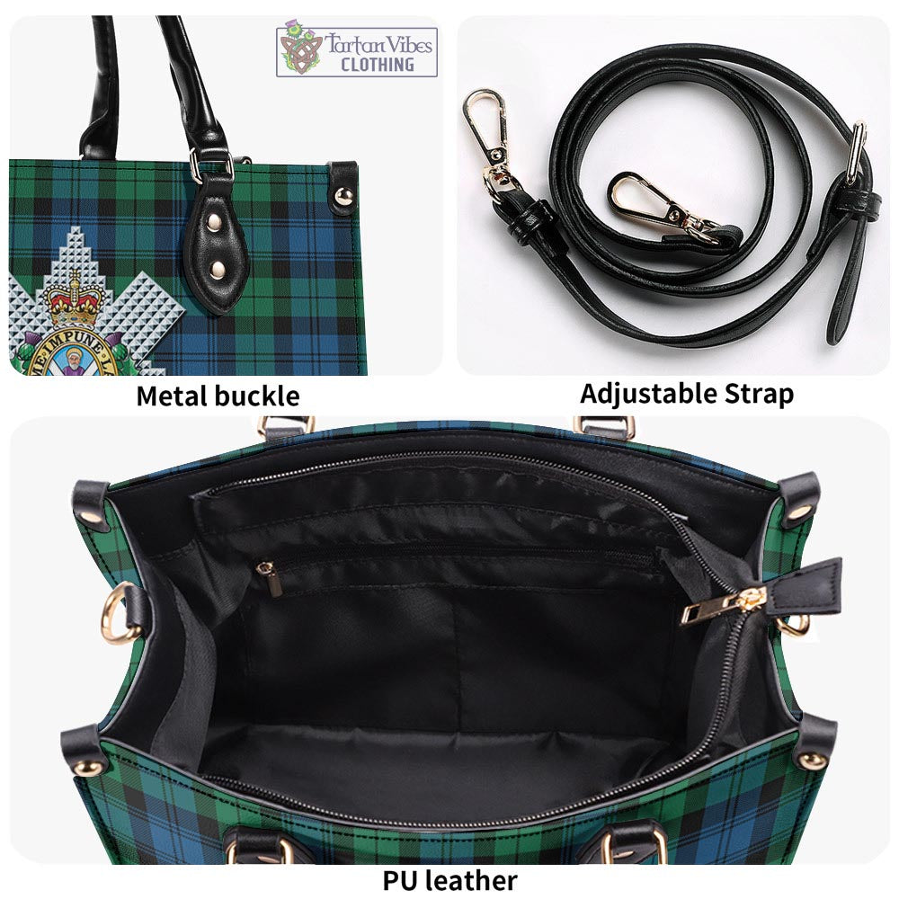 Tartan Vibes Clothing Black Watch Ancient Tartan Luxury Leather Handbags with Family Crest