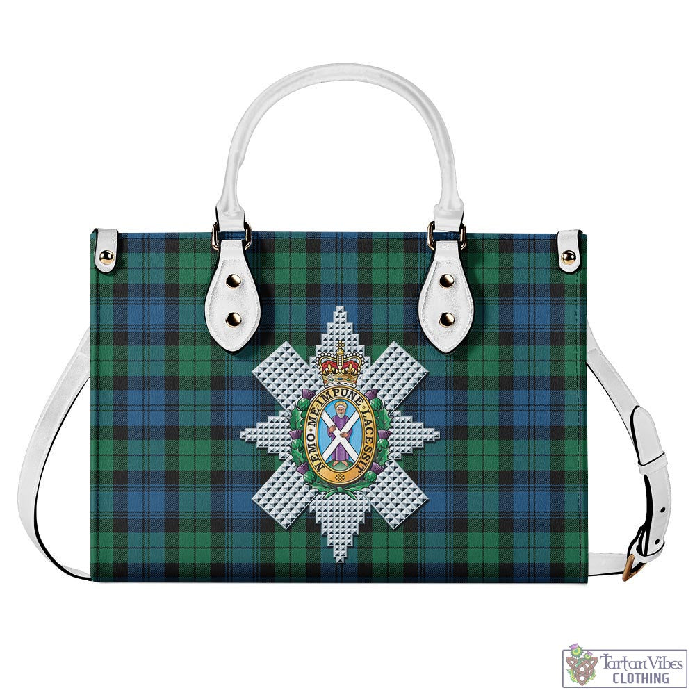 Tartan Vibes Clothing Black Watch Ancient Tartan Luxury Leather Handbags with Family Crest