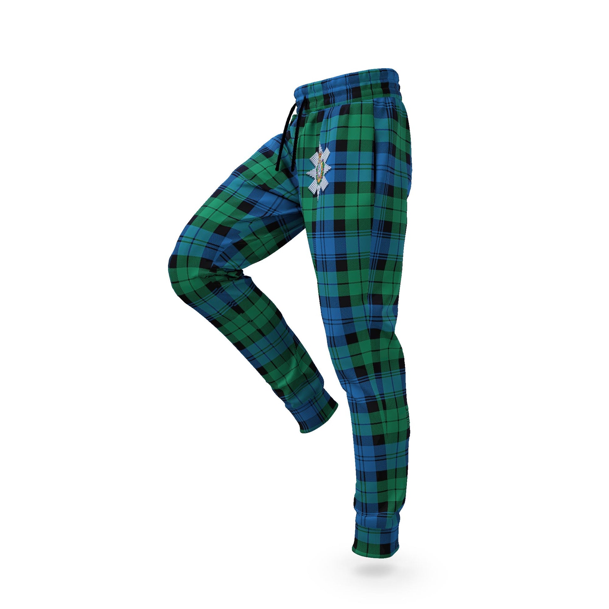 Black Watch Ancient Tartan Joggers Pants with Family Crest S - Tartan Vibes Clothing