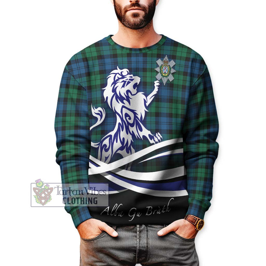 Black Watch Ancient Tartan Sweatshirt with Alba Gu Brath Regal Lion Emblem Unisex - Tartanvibesclothing Shop