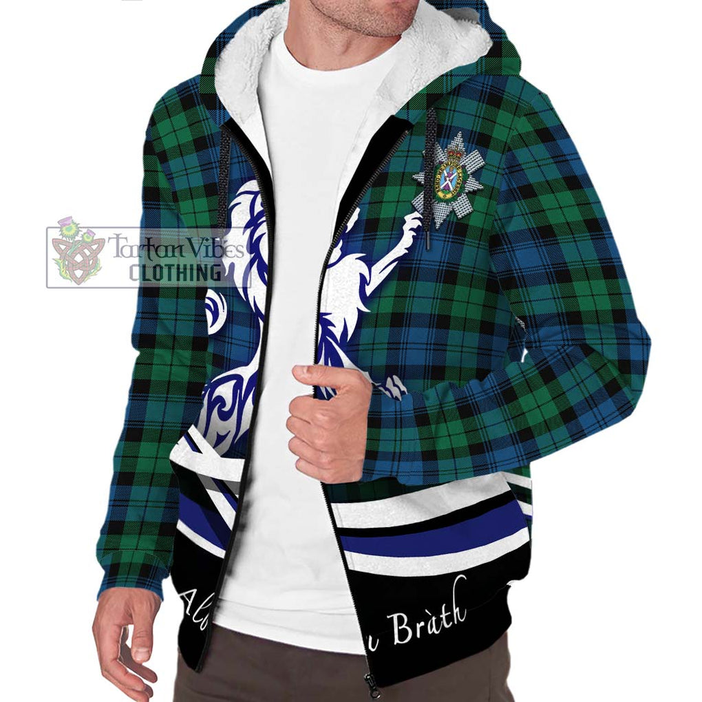 Black Watch Ancient Tartan Sherpa Hoodie with Alba Gu Brath Regal Lion Emblem Unisex S - Tartanvibesclothing Shop