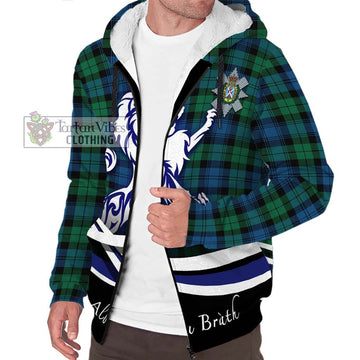 Black Watch Ancient Tartan Sherpa Hoodie with Alba Gu Brath Regal Lion Emblem