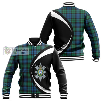 Black Watch Ancient Tartan Baseball Jacket with Family Crest Circle Style