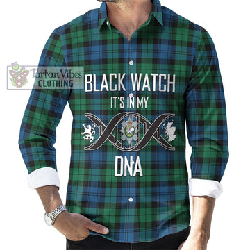 Black Watch Ancient Tartan Long Sleeve Button Shirt with Family Crest DNA In Me Style