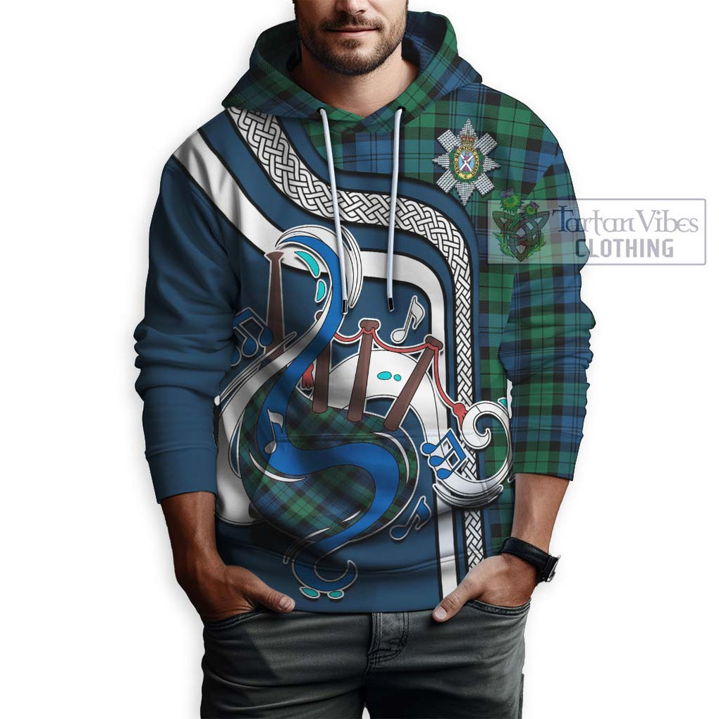 Black Watch Ancient Tartan Hoodie with Epic Bagpipe Style Zip Hoodie - Tartanvibesclothing Shop