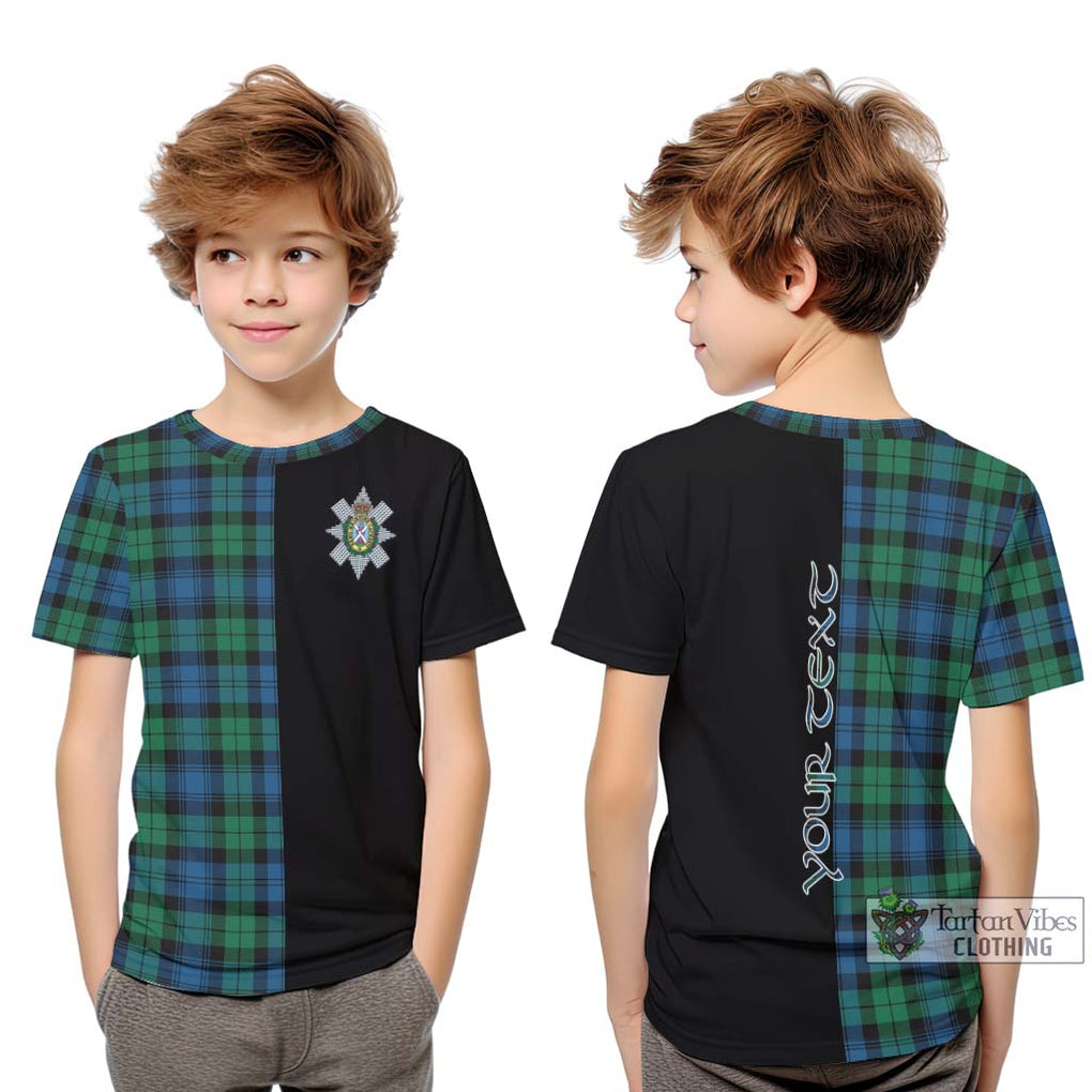 Black Watch Ancient Tartan Kid T-Shirt with Family Crest and Half Of Me Style Youth XL Size14 - Tartanvibesclothing Shop