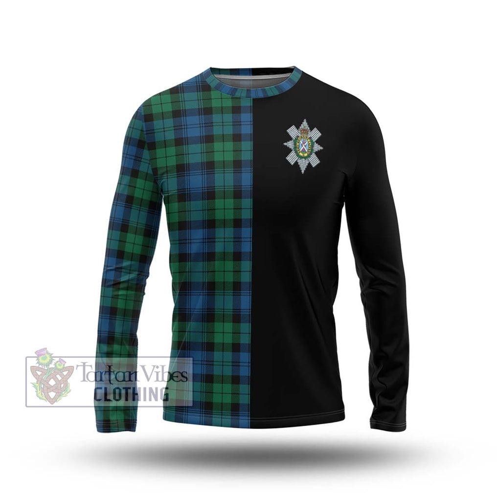 Black Watch Ancient Tartan Long Sleeve T-Shirt with Family Crest and Half Of Me Style Unisex - Tartanvibesclothing Shop