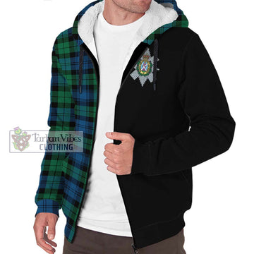 Black Watch Ancient Tartan Sherpa Hoodie with Family Crest and Half Of Me Style