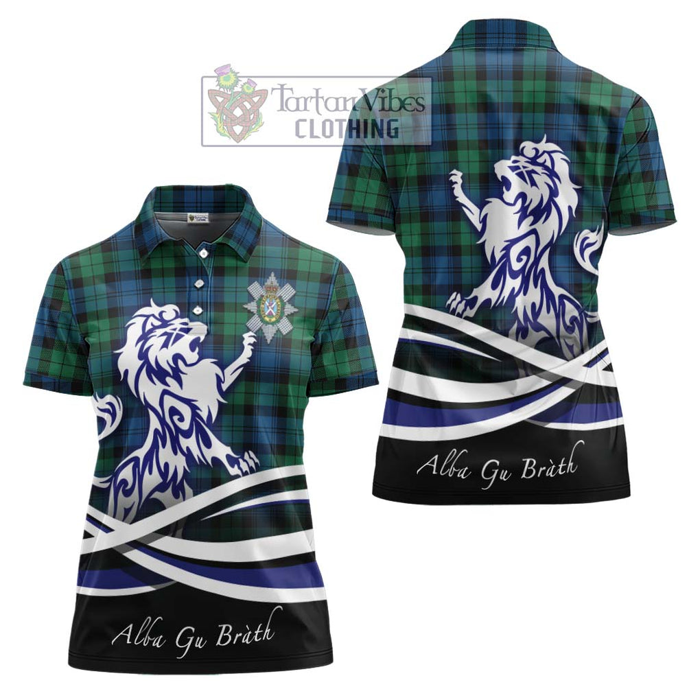 Black Watch Ancient Tartan Women's Polo Shirt with Alba Gu Brath Regal Lion Emblem Women - Tartanvibesclothing Shop