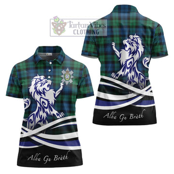 Black Watch Ancient Tartan Women's Polo Shirt with Alba Gu Brath Regal Lion Emblem