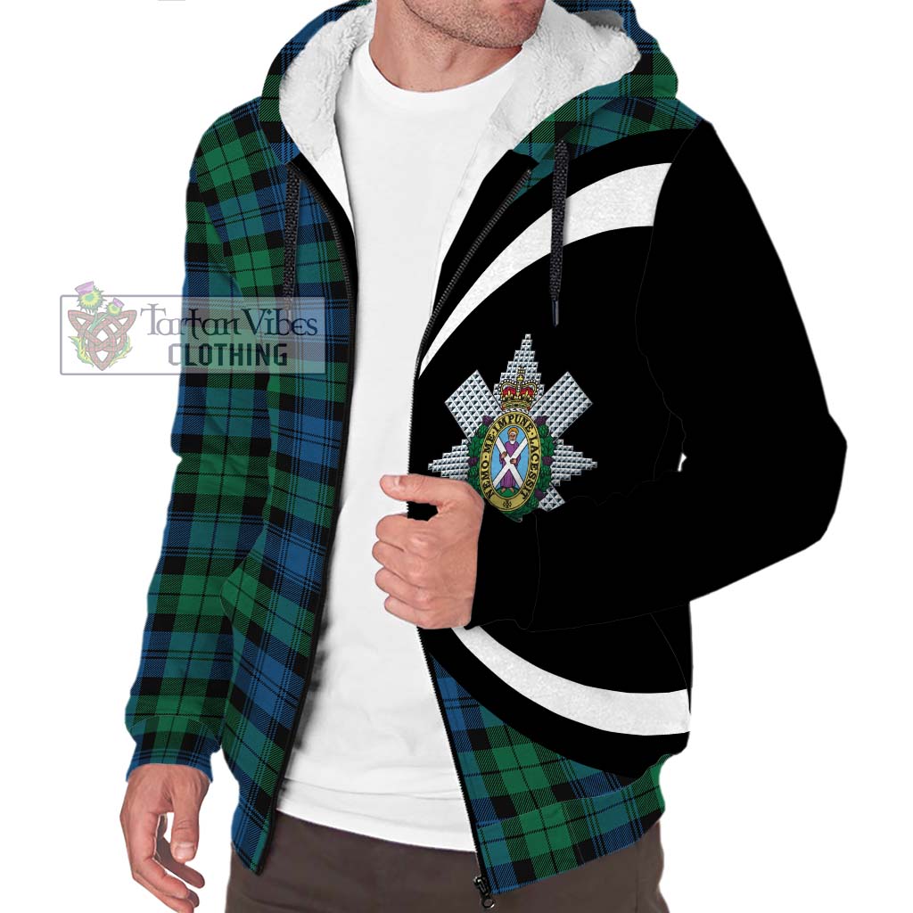 Black Watch Ancient Tartan Sherpa Hoodie with Family Crest Circle Style Unisex S - Tartan Vibes Clothing