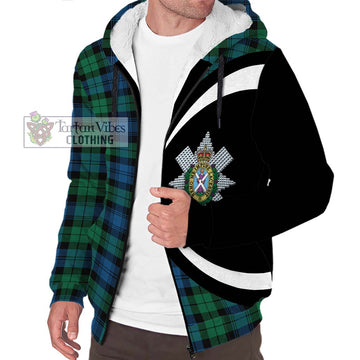 Black Watch Ancient Tartan Sherpa Hoodie with Family Crest Circle Style