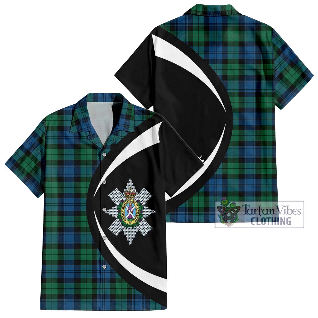 Black Watch Ancient Tartan Short Sleeve Button Up with Family Crest Circle Style Kid - Tartan Vibes Clothing