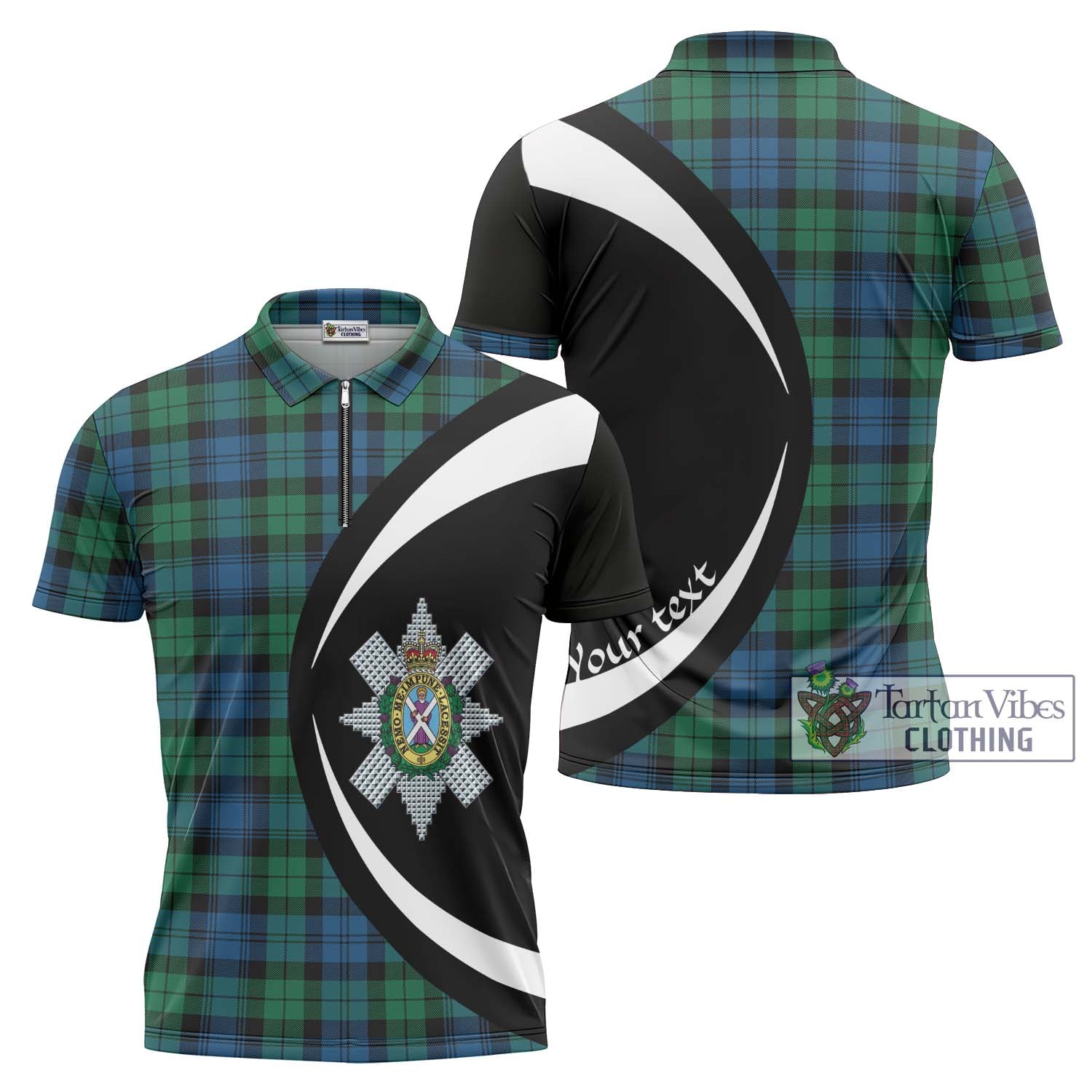 Tartan Vibes Clothing Black Watch Ancient Tartan Zipper Polo Shirt with Family Crest Circle Style
