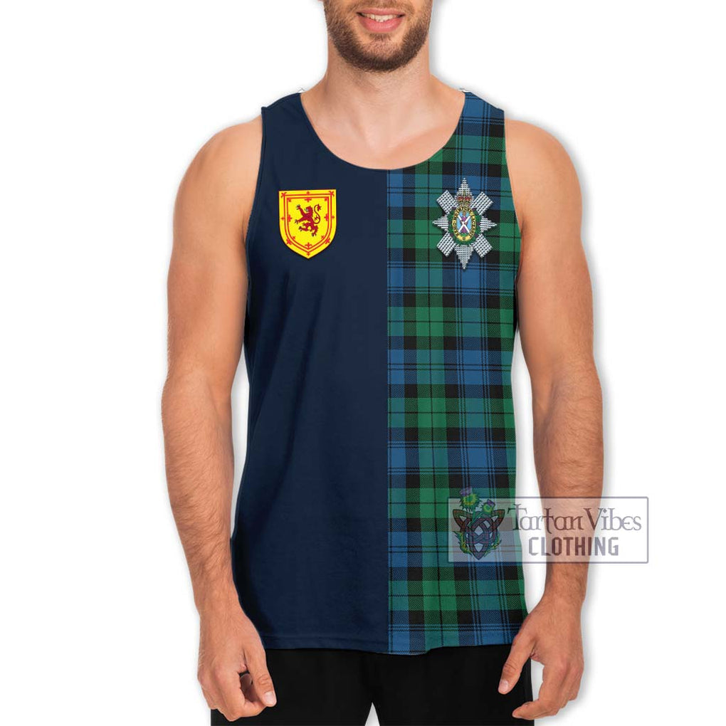 Tartan Vibes Clothing Black Watch Ancient Tartan Men's Tank Top with Scottish Lion Royal Arm Half Style