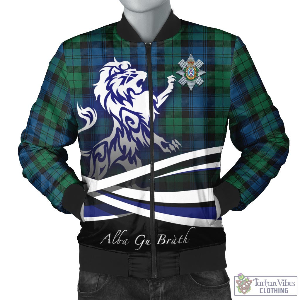 Tartan Vibes Clothing Black Watch Ancient Tartan Bomber Jacket with Alba Gu Brath Regal Lion Emblem