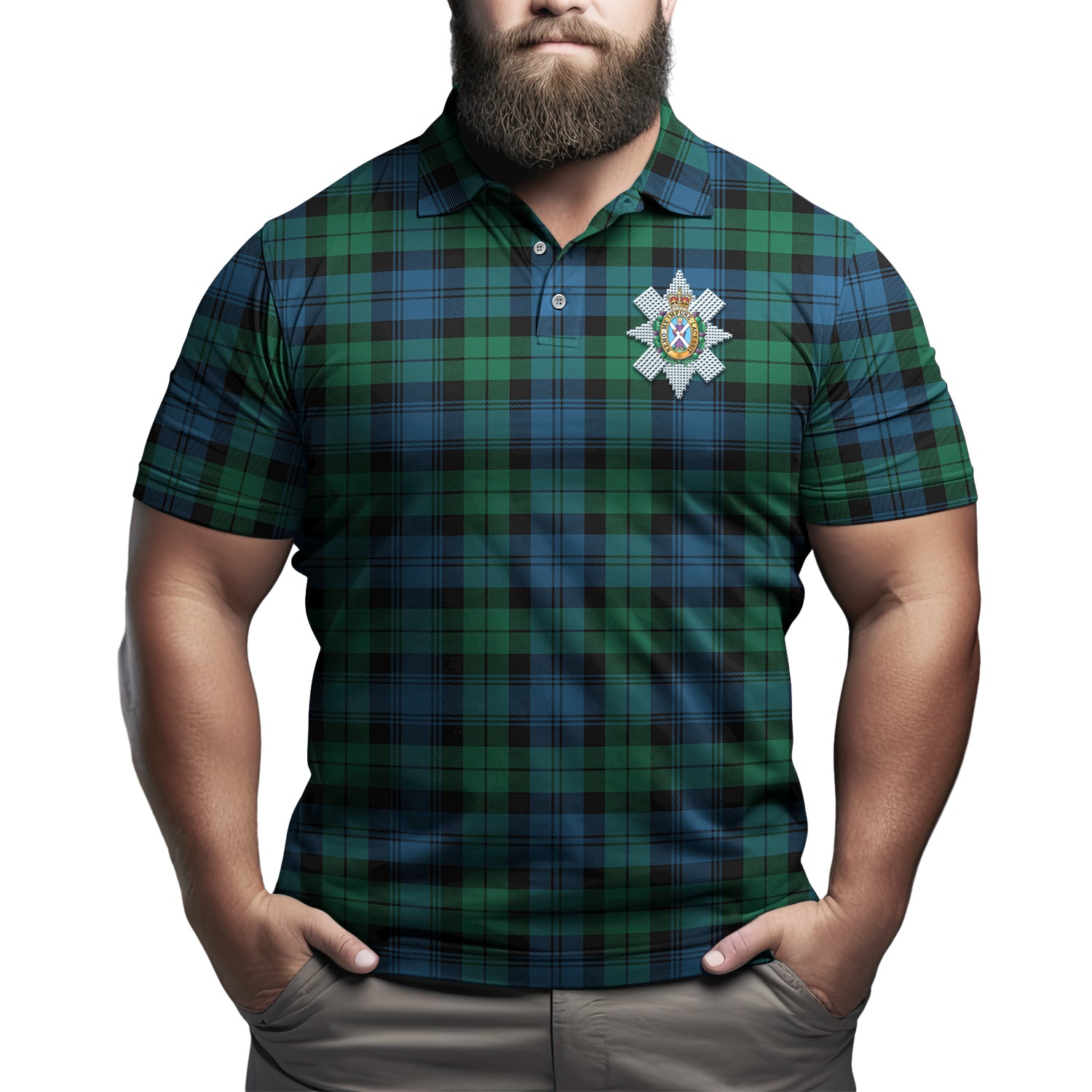 Black Watch Ancient Tartan Men's Polo Shirt with Family Crest - Tartanvibesclothing