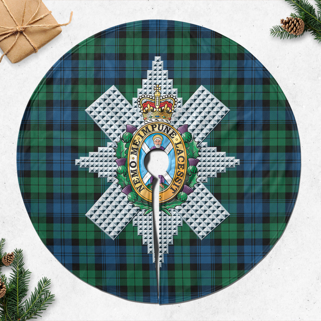 Black Watch Ancient Tartan Christmas Tree Skirt with Family Crest - Tartanvibesclothing