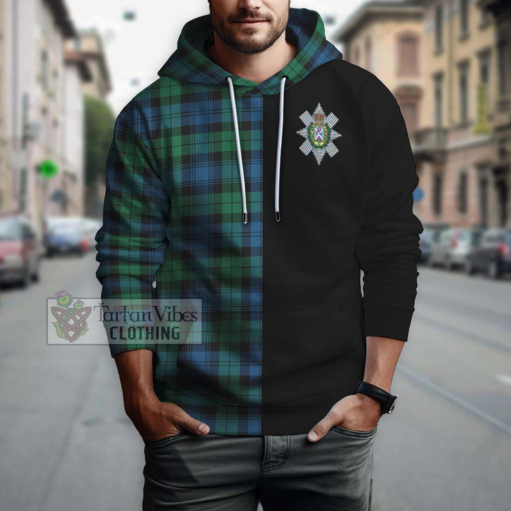 Black Watch Ancient Tartan Hoodie with Family Crest and Half Of Me Style Zip Hoodie - Tartanvibesclothing Shop